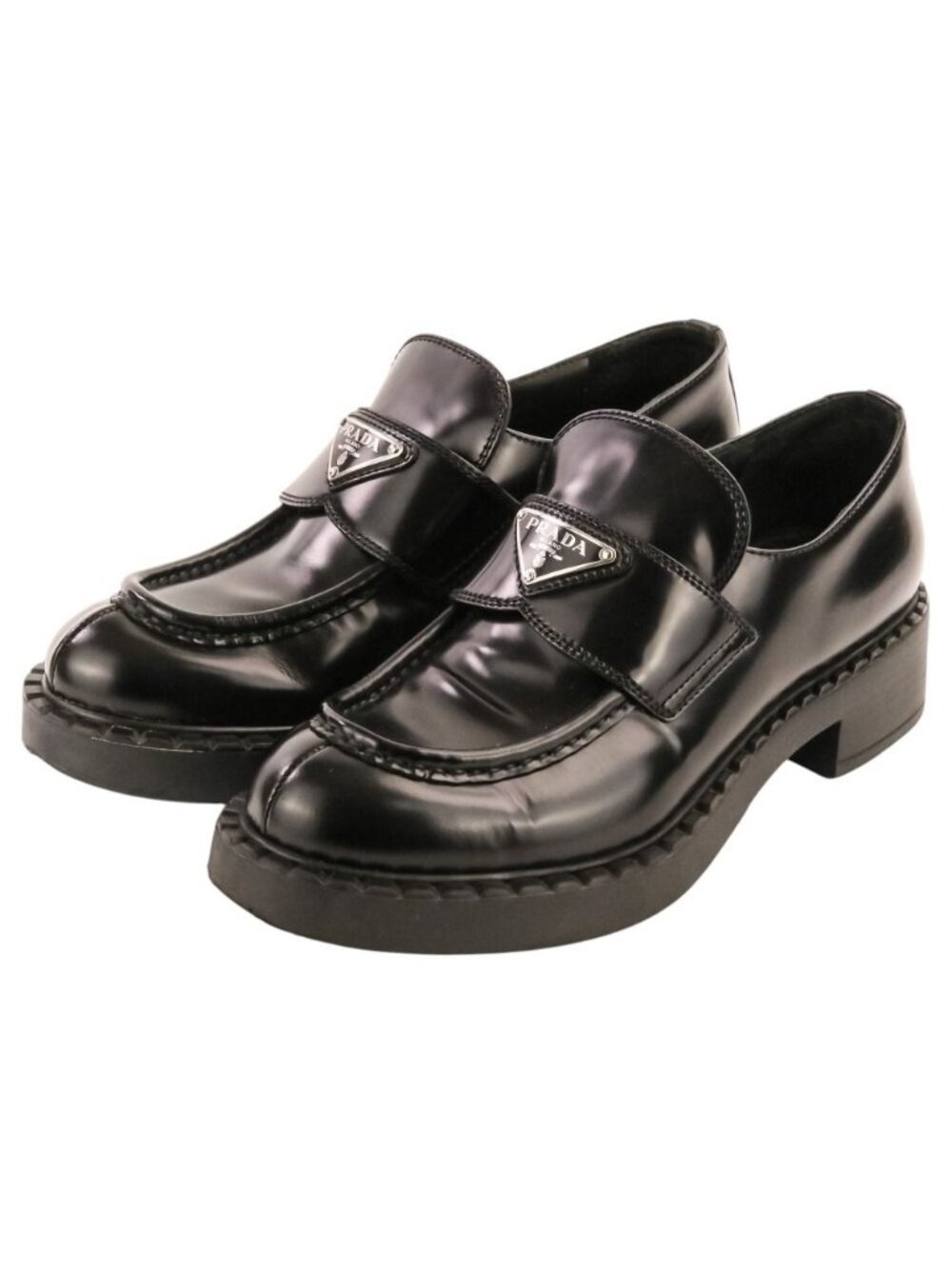 Prada Triangle Plate Chocolate Loafers Black Spring Summer Fall Winter